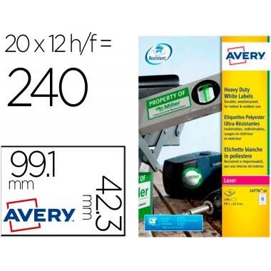 Avery L4776-20 Etiquetas Poliéster Blanco 99,1x42,3 mm