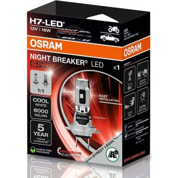 Osram H7 Night Breaker SPEED LED Homologada para Moto
